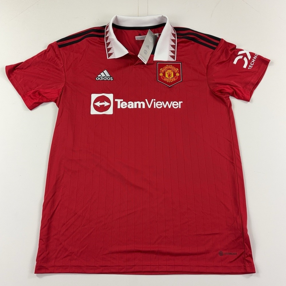 2022/23 Manchester United Adidas Jersey Home Red Soccer Large Ronaldo TeamViewer